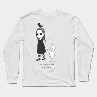 Odd friendship between a girl, rug bunny girl and a crow Long Sleeve T-Shirt